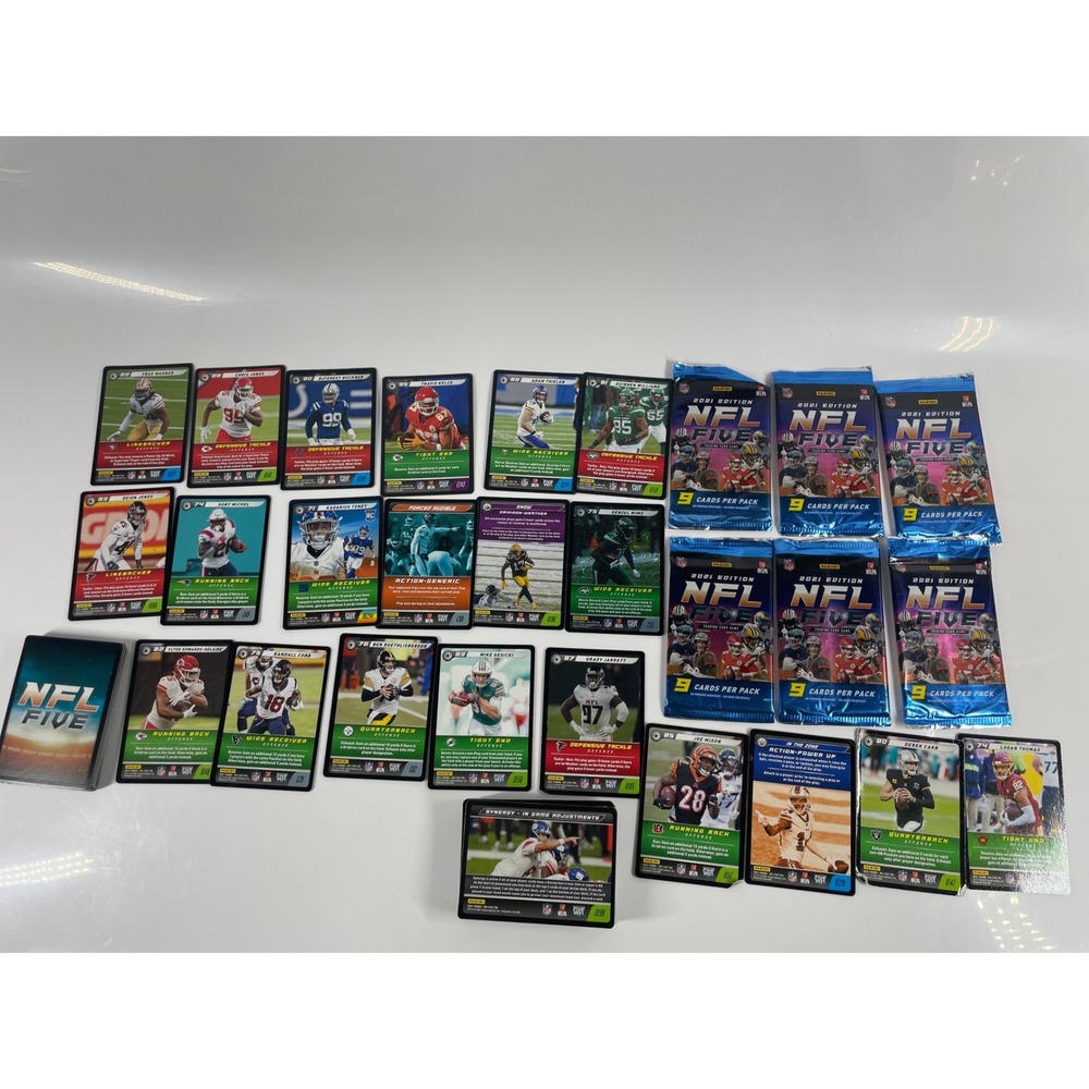 Panini NFL Five 2021 TCG Card Lot 100+ Cards 6 Sealed Packs Mixon Carr Kelce
